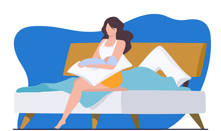 Nursing mother on V pillow